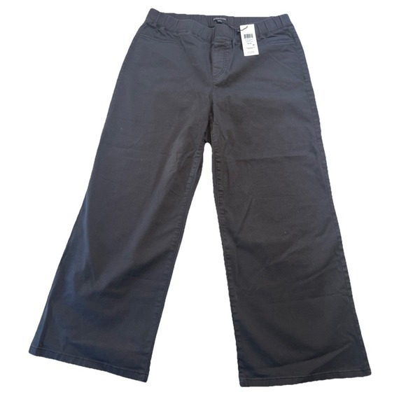 Eileen Fisher Wide Leg Stretch Black Jeans Cropped F9GDD-P4263 Medium NWT $238 - Picture 2 of 11